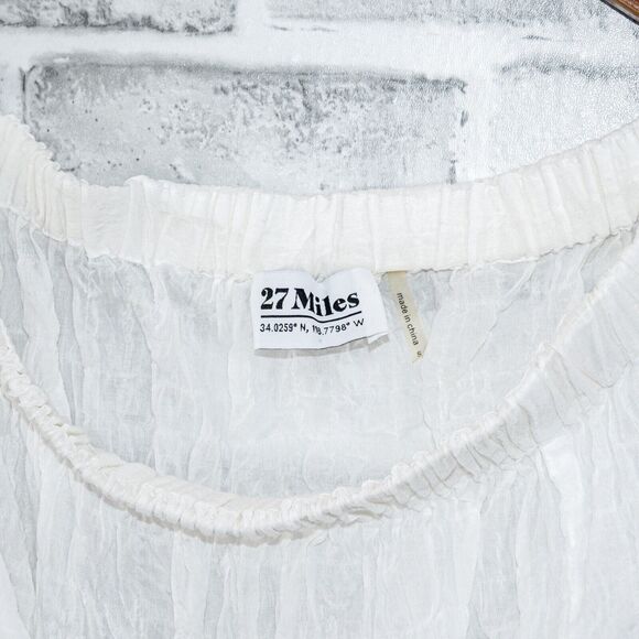 27 Miles Malibu off the Shoulder Blouse in Sheer White Women's Size Small - Picture 3 of 8